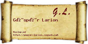 Gáspár Larion névjegykártya